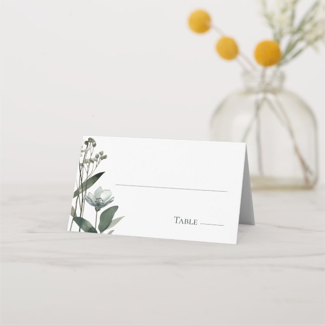 Cartão De Mesa Green Floral Botanical Wedding (Frente)
