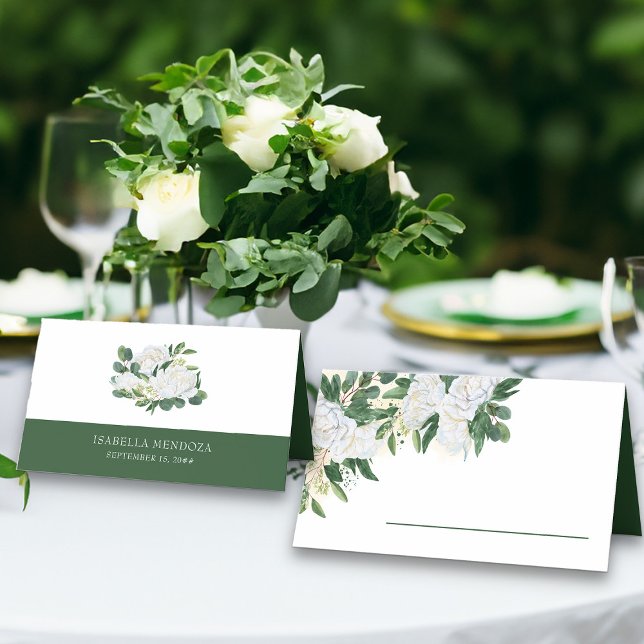 Cartão De Mesa Greenery and White Peony Rosa Floral (Place cards from my Emerald Greenery & White Peony collection)