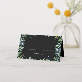Cartão De Mesa Greenery Black Wedding