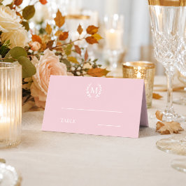 Cartão De Mesa Grinalda monogramada rosa poeirento
