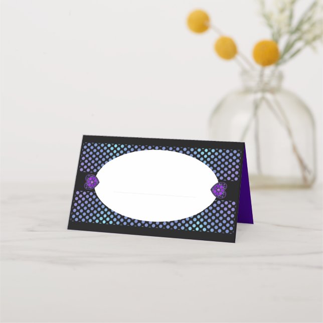Cartão De Mesa Guarda-chuva e corações roxos .7 (Frente)