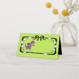 Cartão De Mesa Halloween Dinosaur With Bat Wings Place Card