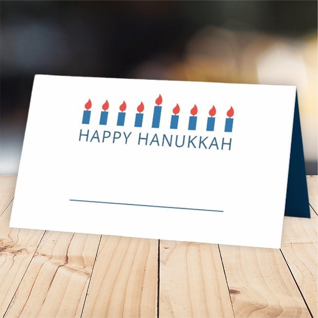 Cartão De Mesa Happy Hanukkah | Saudação Simples e Moderna da Vel (Criador carregado)