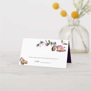 Cartão De Mesa Happy Macaron Elegante Violet Floral Modern