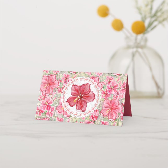 Cartão De Mesa Hibiscus e rendas RED (Verso)