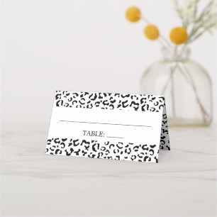 Cartão De Mesa Impressão Leopardo, Manchas, Preto e Branco, Casam