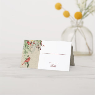 Cartão De Mesa Inverno Simples Cardinal & Greens Casamento