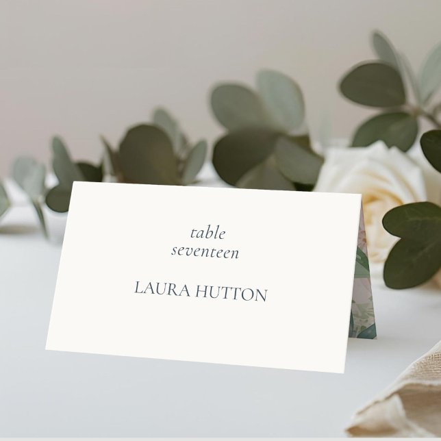 Cartão De Mesa Ivory | Chic Monogram Floral Wedding  (Criador carregado)