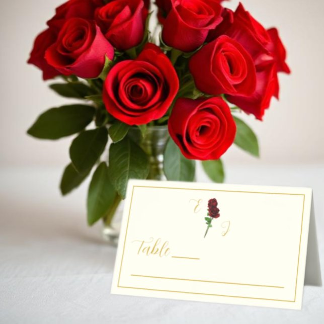 Cartão De Mesa Ivory Dourada Rosa Wedding (Criador carregado)