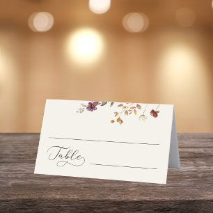 Cartão De Mesa Ivory Wildlows & Casamento outono de Script Românt