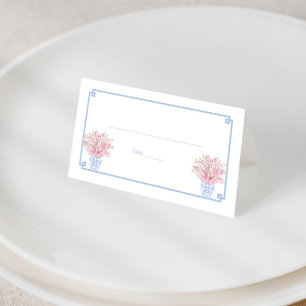Cartão De Mesa Jantar de Ensaios Chinoiserie Rosa e Azul Bonito