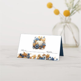 Cartão De Mesa Jardim de Queda Elegante de Pumpkin Branco