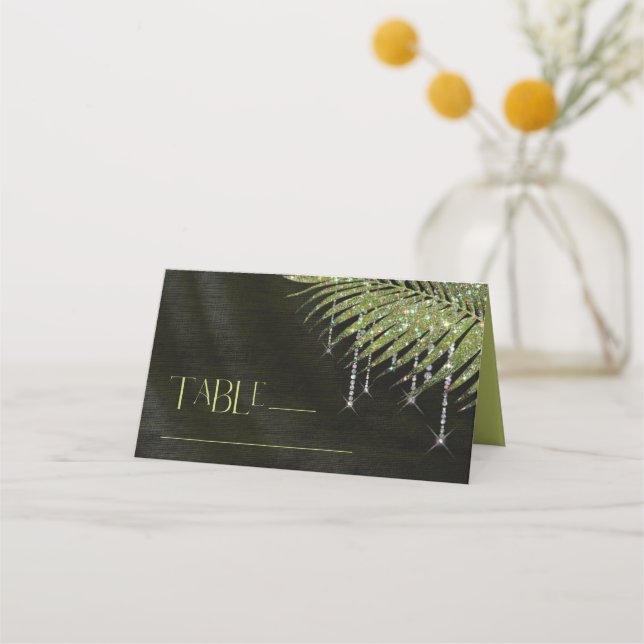 Cartão De Mesa Jewel Palm Leaf Green ID830 Place Card (Frente)