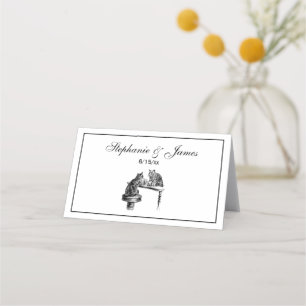 Cartão De Mesa Jogos do conselho: Dois gatos jogando uma partida 