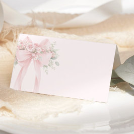 Cartão De Mesa Laço Floral Coquete Rosa Bege