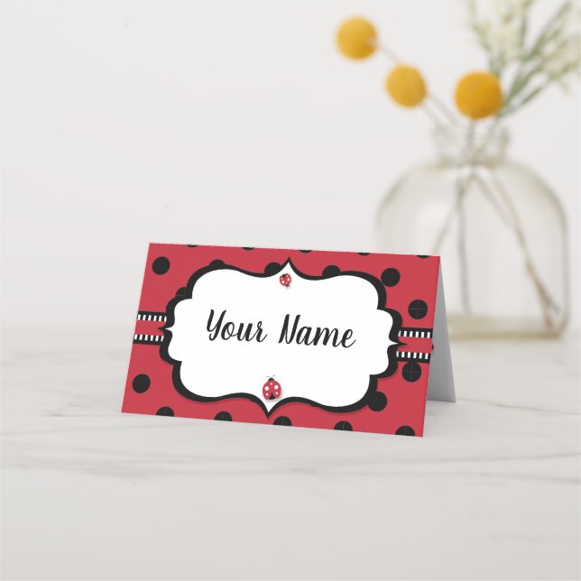 Cartão De Mesa Ladybug / Ladybird Foled Place Card (Frente)