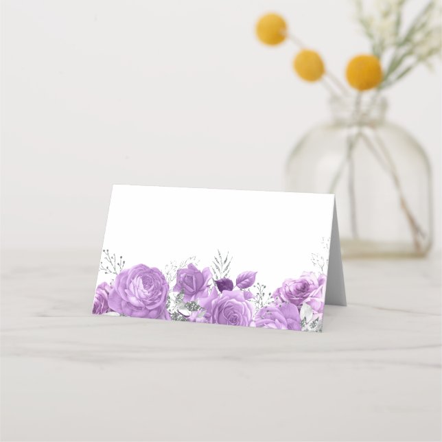 Cartão De Mesa Lavanda e Silver Floral Todos os Eventos Casamento (Frente)