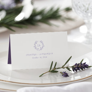 Cartão De Mesa Lavanda Monograma Wedding
