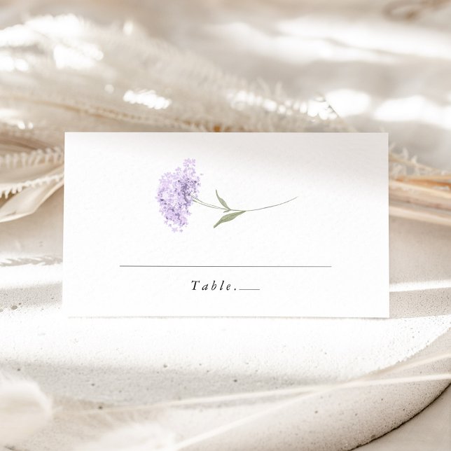 Cartão De Mesa Lavender Lilac Hydrangea Watercolor Wedding (Lavender hydrangea wedding place card, minimal watercolor floral table name card, elegant wedding)