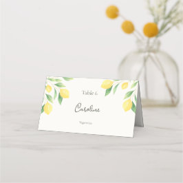 Cartão De Mesa Lemon Citrus Greenery Wedding Place Card with Meal