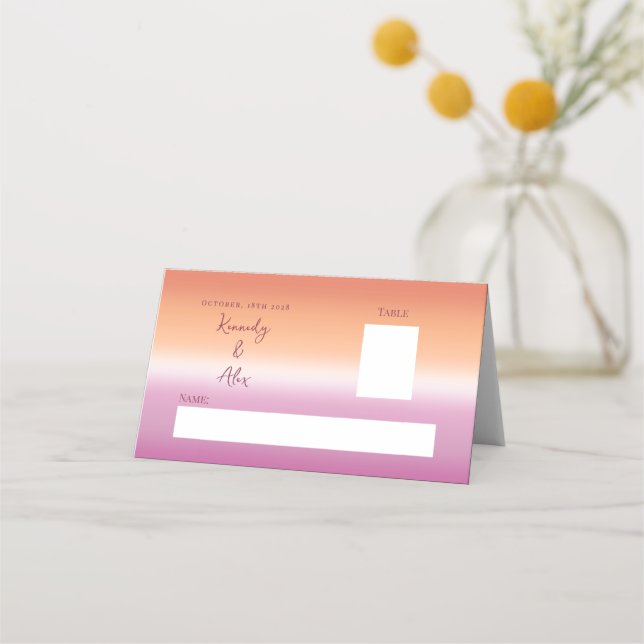 Cartão De Mesa Lesbian Wedding Pride Flag Gradient Place Cards (Frente)