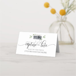Cartão De Mesa Letreiro de Hashtag de Casamento Caligrafia Aquare