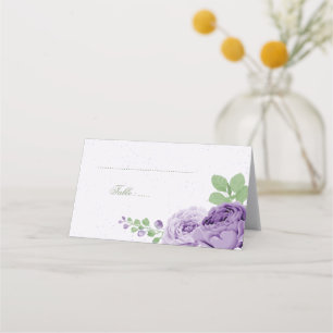 Cartão De Mesa lindas flores roxas folhas verdes botânicas