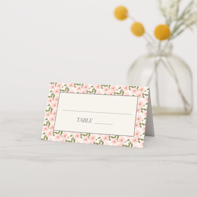 Cartão De Mesa Lindo Rosa Corado Floral Primavera  (Frente)