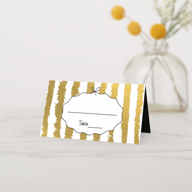 Cartão De Mesa Listras Caprichosas Casamento Pintado à Mão (Frente)