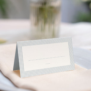 Cartão De Mesa Listras de seersucker azul e branco simples chá de