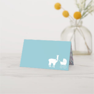 Cartão De Mesa Llama Chá de fraldas Cute Blue Boy