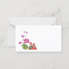 Cartão De Mesa Lotus, noiva e noiva