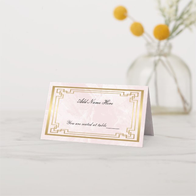 Cartão De Mesa Lugar de Mesa de Casamento Geométrico Dourado com  (Frente)