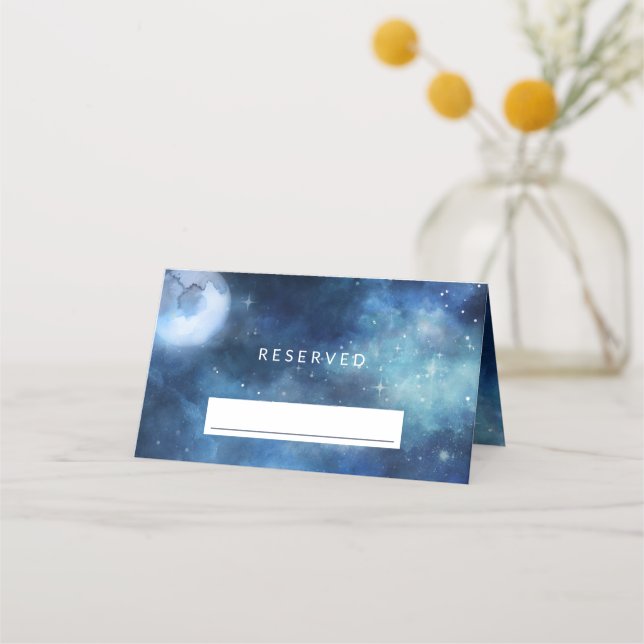 Cartão De Mesa Lunar Sky Estrelas de Lua Cheia Reservadas para Ca (Frente)