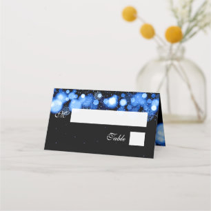 Cartão De Mesa Luzes azuis do Casamento no inverno Elegante da Pl