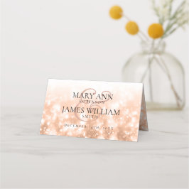 Cartão De Mesa Luzes de Shimmer Douradas de Placecard de Casament