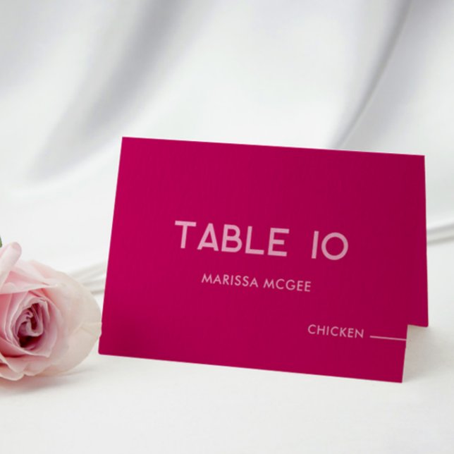 Cartão de Mesa Magenta, Nome e Escolha de Refeição (Criador carregado)