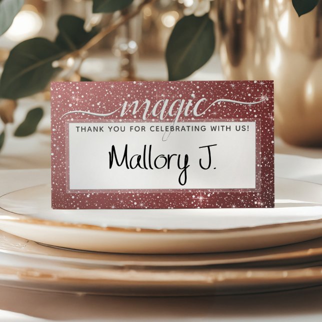 Cartão De Mesa MAGIC 🎅 Rustic Watercolor Blush & Burgundy (MAGIC 🎅 Rustic Watercolor Blush & Burgundy Place Card
)