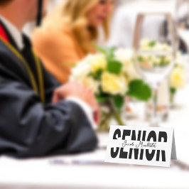 Cartão De Mesa Mais velho preto clássico personalizado