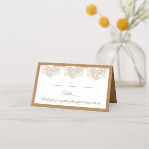 Cartão De Mesa Mandala Obrigado Brown Boho Indiano Casamento Mode