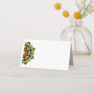Cartão De Mesa Mandala Padrão 02 em amarelo e em tom