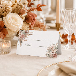 Cartão De Mesa Marfim taupe verde sálvia pampas florais boho