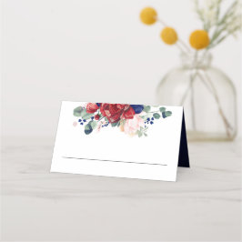 Cartão De Mesa Marinho Azul Borgonha Vermelha e Escorrega Elegant