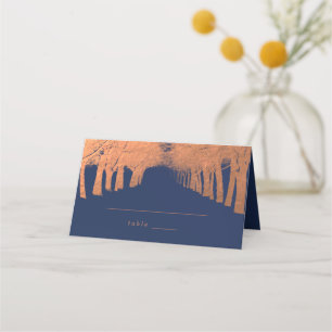 Cartão De Mesa Marinho Azul Copper Trees Avenue Placas de Casamen