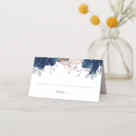 Cartão De Mesa Marinho Azul e Mauve Floral Wedding