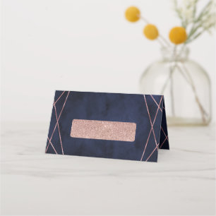 Cartão De Mesa Marinho Azul e Rosa Dourado Sede de Mesa Geométric