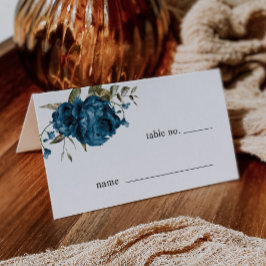 Cartão De Mesa Marinho Azul Floral Número da Tabela de Casamento 