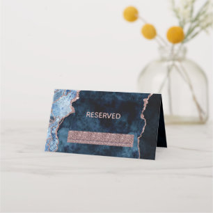 Cartão De Mesa Marinho Azul Rosa Dourado Agate Aposentado Casamen
