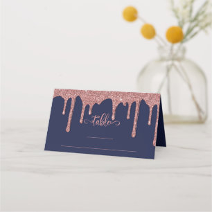Cartão De Mesa Marinho Azul Rosa Dourado Derivando Casamento com