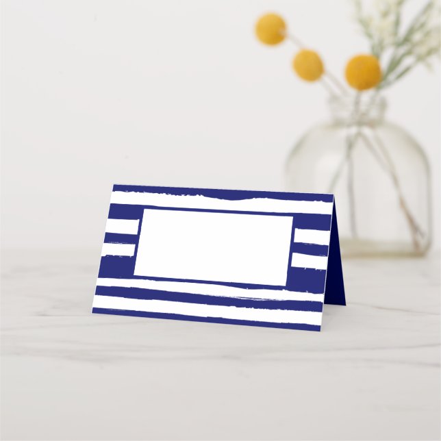 Cartão De Mesa Marinho Azul Striped (Verso)